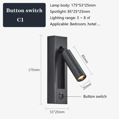 Modern black and gold wall sconce with usb port featuring a black brass matte finish spotlight for bedroom reading light decorbites black brass