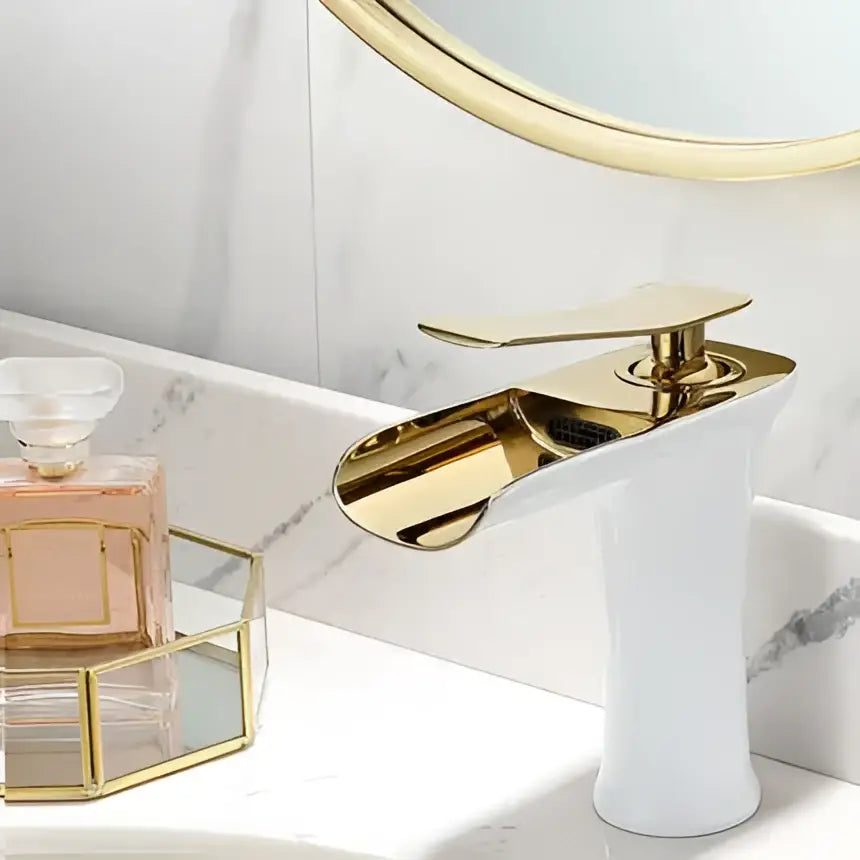 Modern black and gold waterfall basin faucet with sleek gold finish decorbites gold waterfall bathroom mixer tap