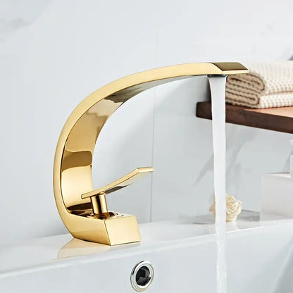Gold-colored modern arched basin faucet with sleek metallic finish for decorbites black gold black gold basin design