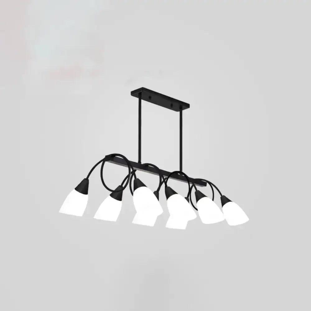 Decorbites™ black metal chandelier with six frosted white glass shades ceiling light for dining room suspension fixture