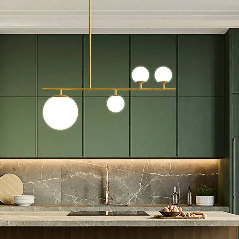 Modern black golden glass chandelier with three spherical golden glass bulbs pendant light for kitchen decorbites black golden