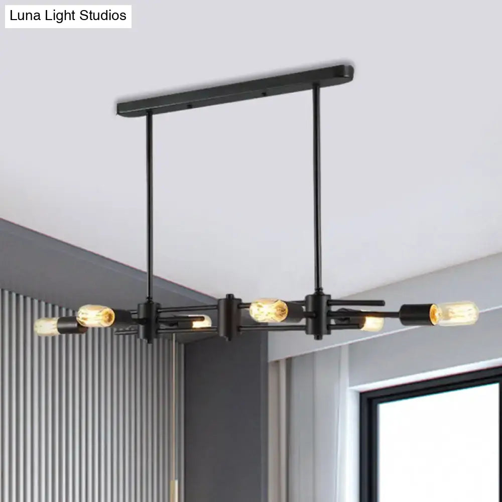 Decorbites™ modern black industrial pendant chandelier with five exposed edison bulbs and metallic finish for restaurants