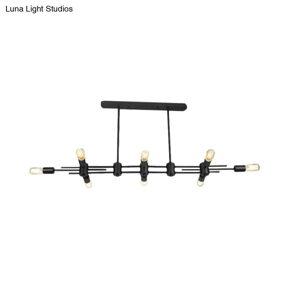 DecorBites modern black hanging chandelier with five exposed Edison bulbs metallic finish for restaurant lighting