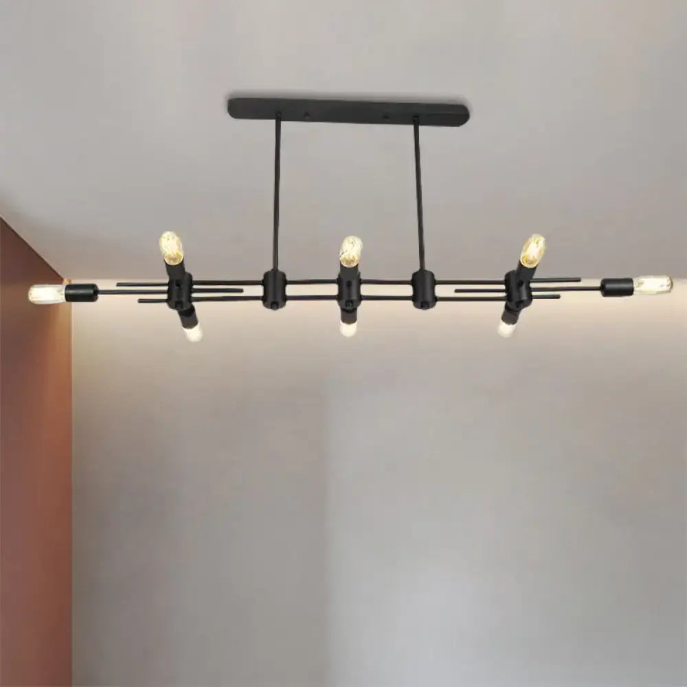 Decorbites™ modern black hanging chandelier with exposed bulbs and metallic finish for restaurant or island lighting