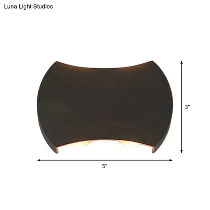 Modern black hexagonal led wall washer sconce with dark bronze curved design for stylish hallway wall light