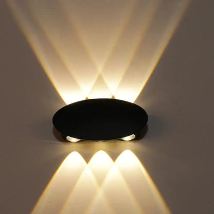 Modern black hexagonal led wall washer sconce with three warm white beams for hallway lighting wall light