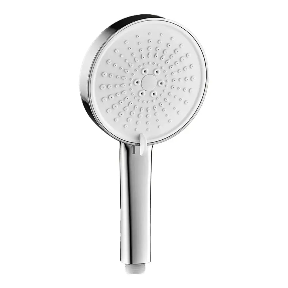 Modern black high pressure shower head with chrome finished face and concentric nozzles for rainwater saving