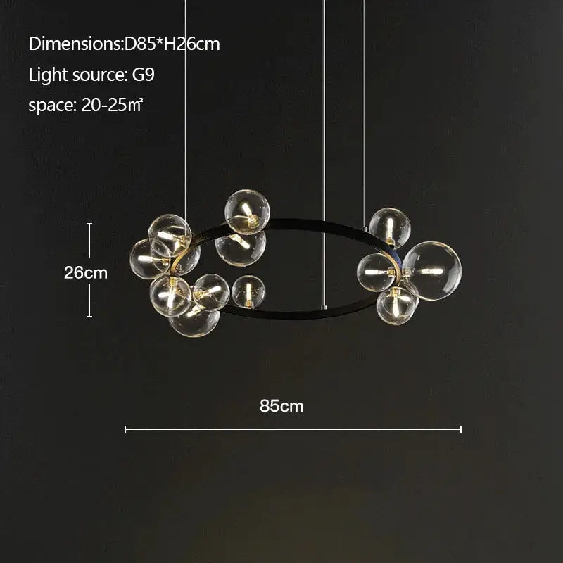 Modern black industrial glass pendant chandelier with clear globe bulbs and brass accents for kitchen lighting decorbites industrial glass