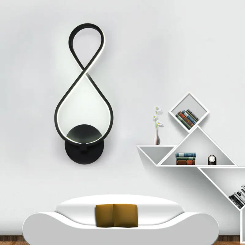 Modern black infinity led sconce light fixture with sleek design perfect for bedroom wall lighting