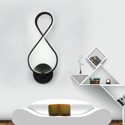 Modern black infinity led sconce light fixture with sleek design perfect for bedroom wall lighting
