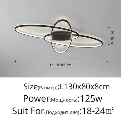 Modern black intersecting led ceiling light with sleek rings for living room decorbites elegant ceiling lighting