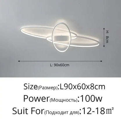 Modern white led ceiling light with sleek intersecting circular rings designed as decorbites dimmable ceiling fixture