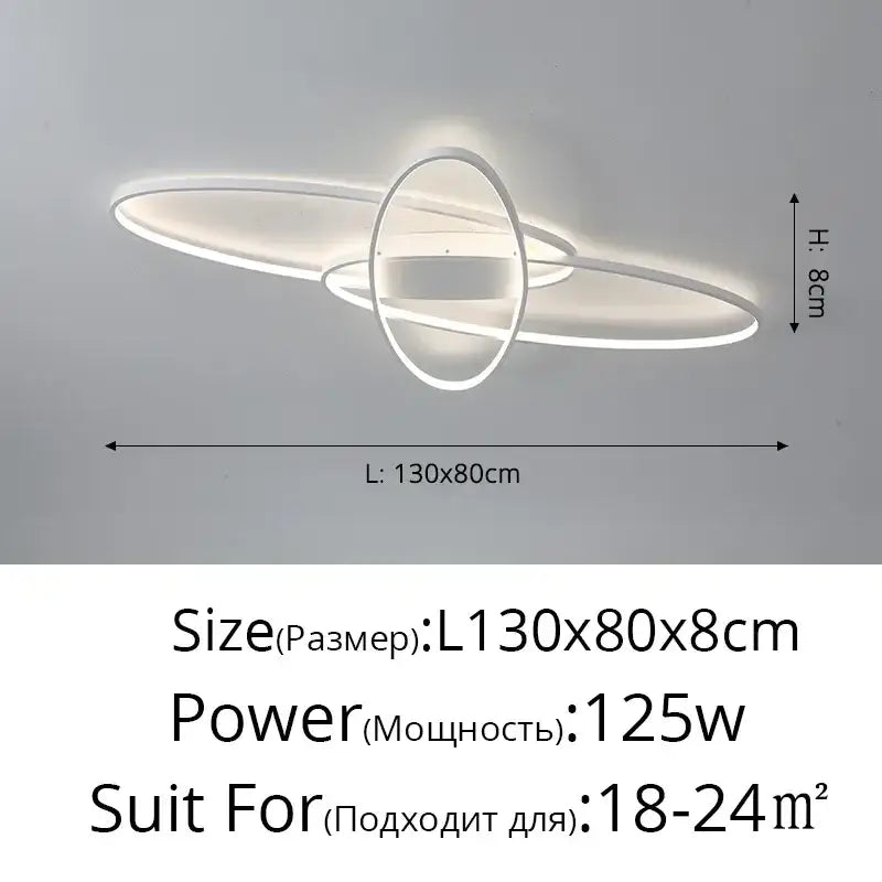 Modern white led ceiling light with sleek orbital design paired with black decorbites dimmable ceiling fixture