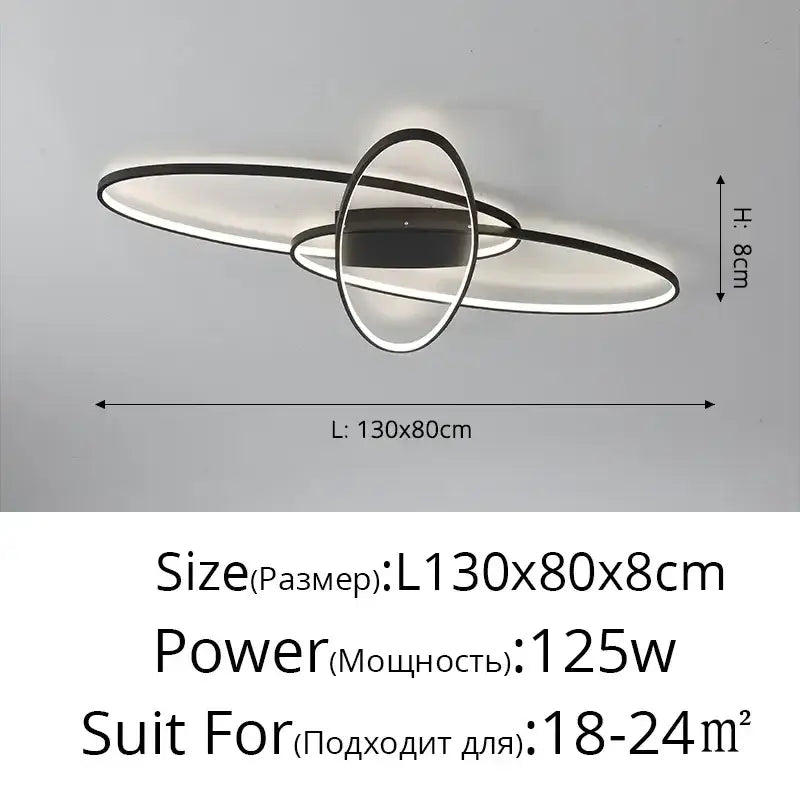 Modern black intersecting rectangular decorbites dimmable ceiling light with sleek white led rings and a dimmable ceiling feature