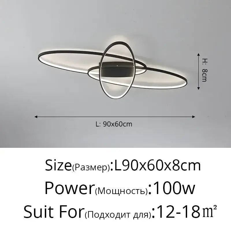 Modern black and white led decorbites dimmable ceiling light with sleek intersecting rectangular ring design