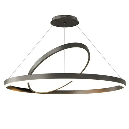 Modern black matte irregular ceiling chandelier with two interlocking rings for living room decorbites irregular ceiling