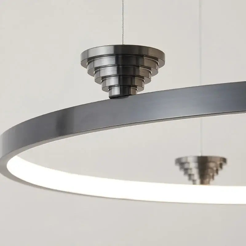 Modern black italian style led pendant light with sleek brushed nickel finish and integrated led ring for living room