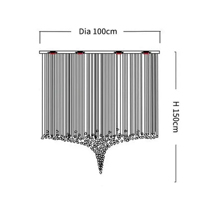 Modern black leaf crystal led chandelier with 100cm diameter and thin vertical rods for staircase decorbites crystal led lighting