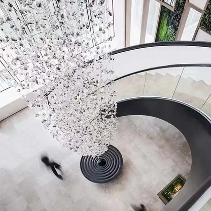 A modern black leaf crystal led chandelier with cascading sculptural design for staircase decorbites crystal led light