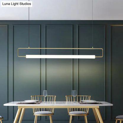 Modern gold-framed rectangular pendant island lighting with sleek minimalist design for dining table led ceiling use