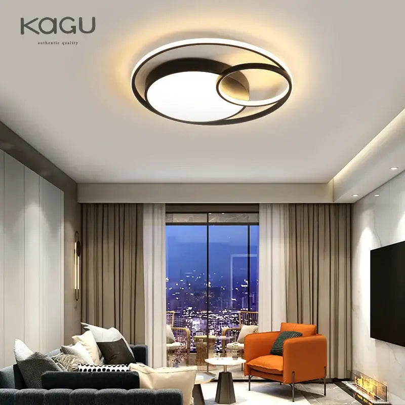 Modern black led ceiling lights with sleek black and white concentric rings for minimalist living room decorbites black modern design