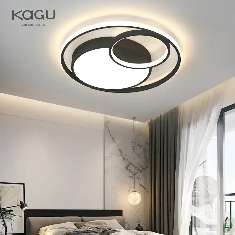 Modern black led ceiling lights with concentric ring design and warm ambient glow perfect for living room decorbites black modern