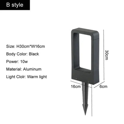 Modern black led garden light made of aluminum with warm white illumination for outdoor pathway lighting