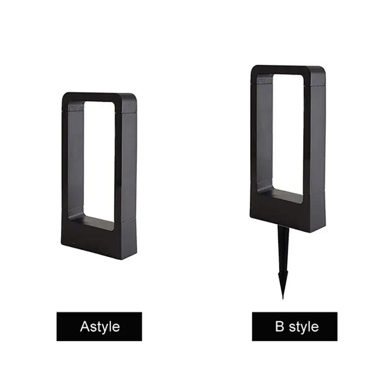 Modern black led garden light with rectangular outdoor wall lamp and black garden markers with flat and pointed bases