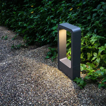 Modern black led garden light rectangular outdoor wall lamp with matte finish and warm interior illumination