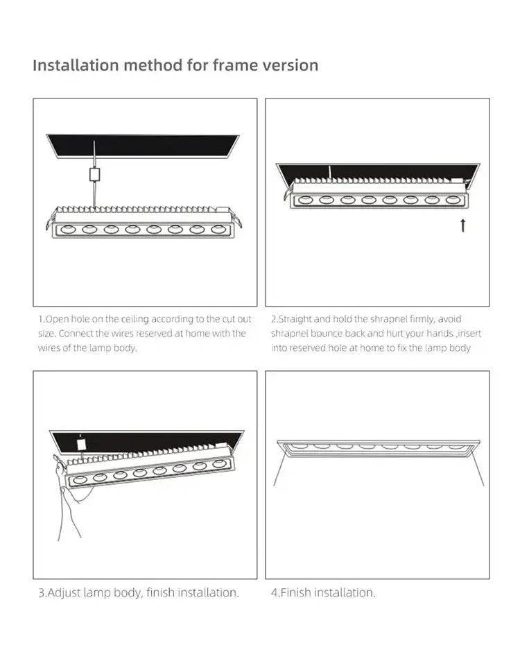 Modern black led grille downlight with multiple circular bulbs in a row for office recessed spot lighting