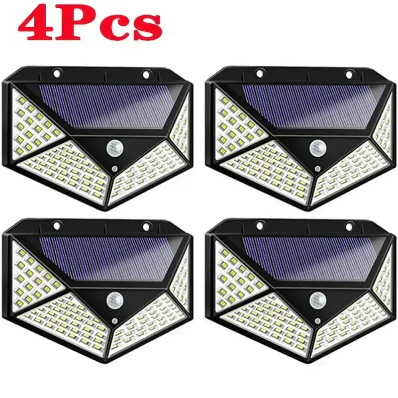 Modern black led solar wall lights with triangular design and bright white leds for outdoor garden motion sensor use
