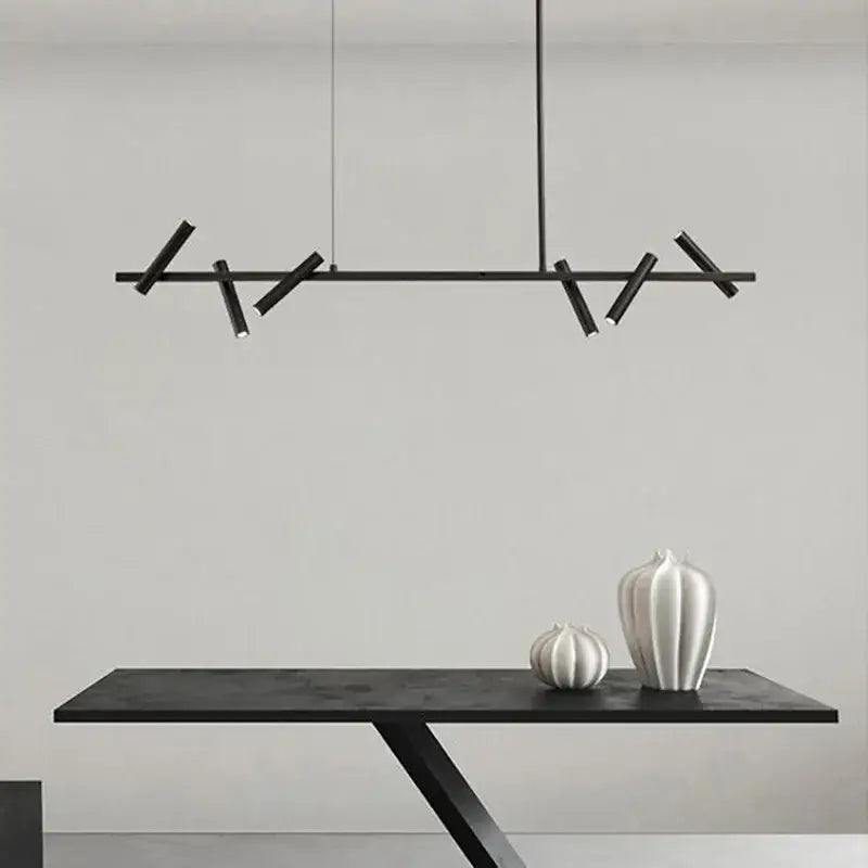 Modern black led spot chandelier featuring a metal pendant light with angular branch-like design for living room decorbites black led
