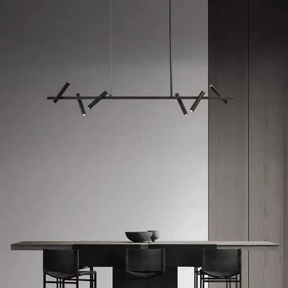 Black minimalist linear pendant light with angled metal arms for living room decorbites black led spot chandelier