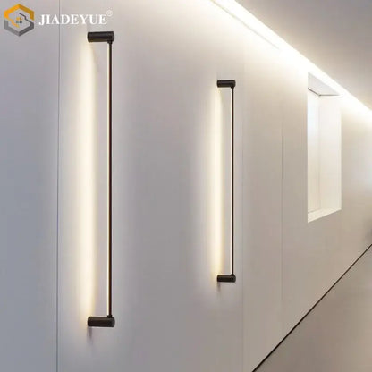 Modern black led strip wall lamp with sleek vertical design and warm ambient glow for minimalist living room decorbites wall lamp