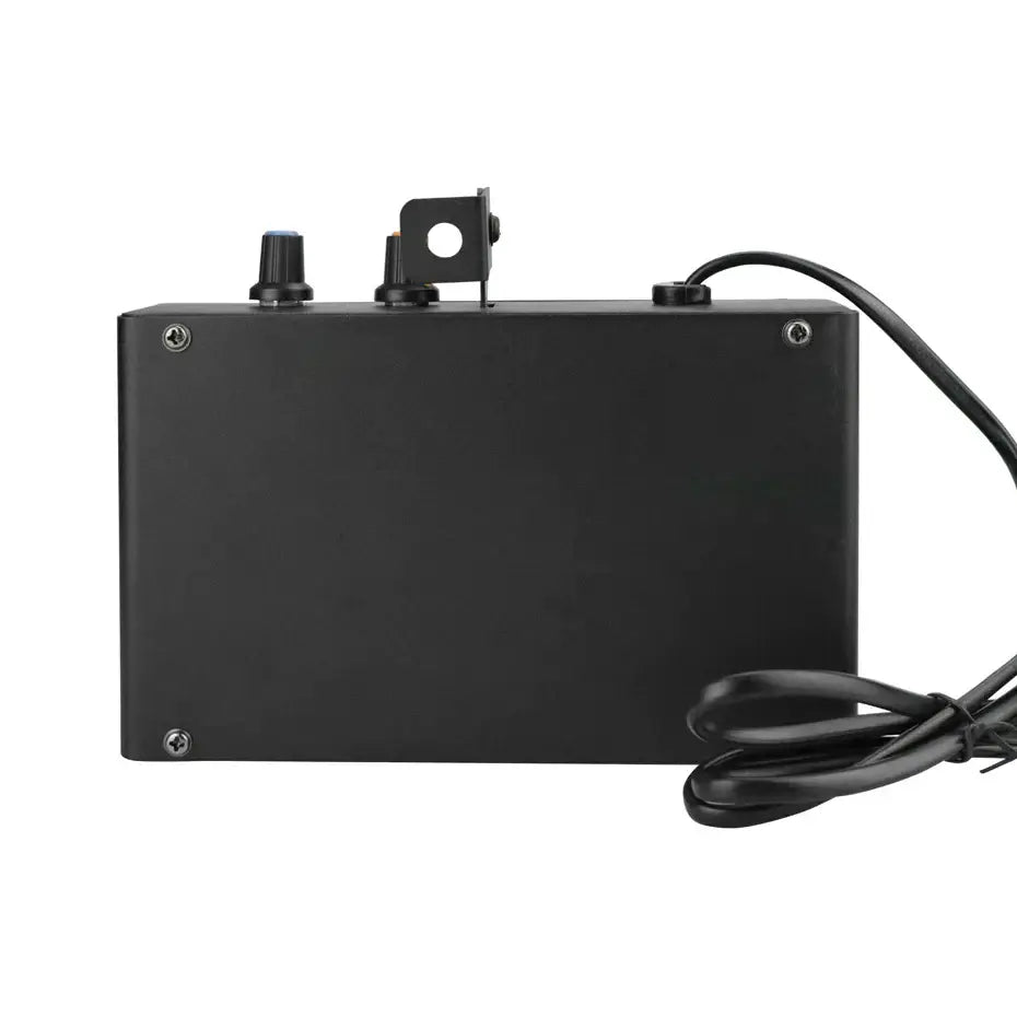 Modern black led strobe flash light sound control panel with matte finish knobs and coiled power cord by decorbites led strobe