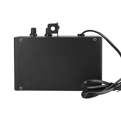 Modern black led strobe flash light sound control panel with matte finish knobs and coiled power cord by decorbites led strobe