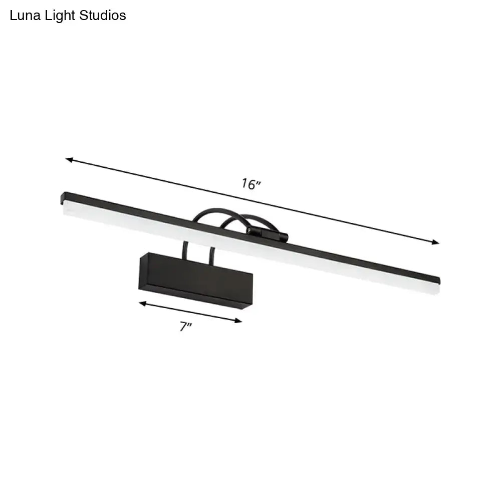 Modern black led vanity lighting fixture wall sconce with sleek rectangular design and adjustable color temperature lighting fixture