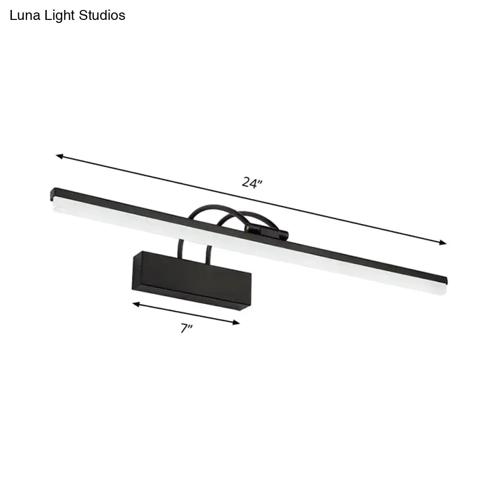 Modern black led vanity lighting fixture with matte finish 24-inch length and adjustable color temperature for bathroom use