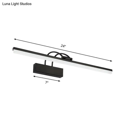 Modern black led vanity lighting fixture with matte finish 24-inch length and adjustable color temperature for bathroom use