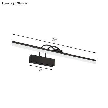 Modern black led vanity lighting fixture with sleek rectangular design 20-inch length and adjustable color temperature