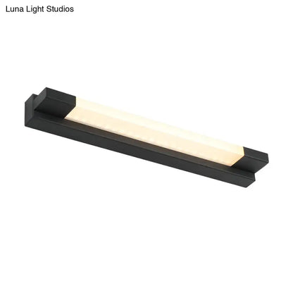 Modern black led vanity mirror light with sleek rectangular design and warm white illumination ideal for bathroom use