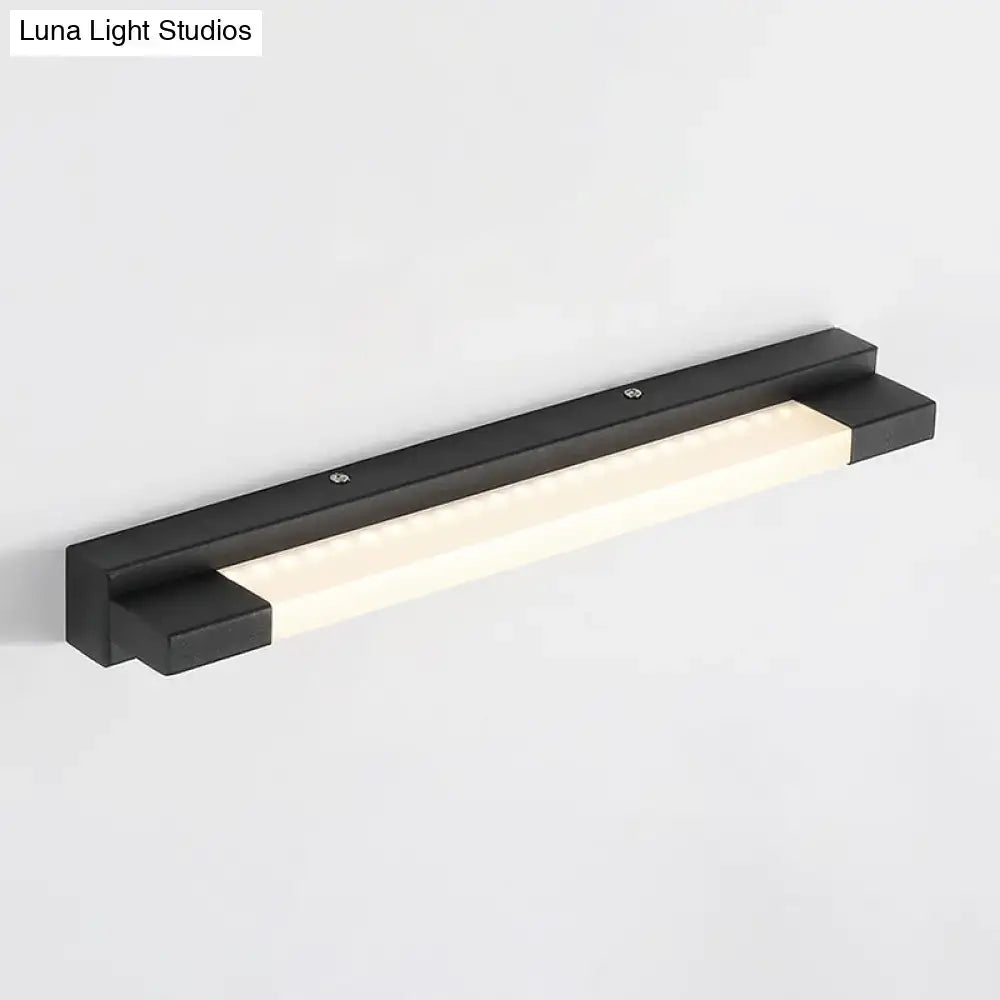 Modern black led vanity mirror light with warm white illuminated strip and sleek wall-mounted design maximum bulb wattage