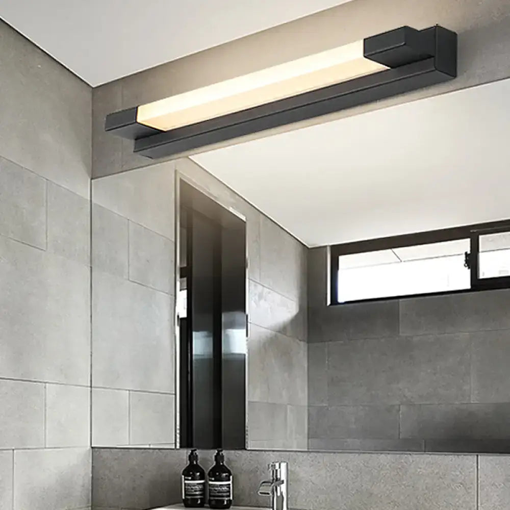Modern black led vanity mirror light with warm white illumination and maximum bulb wattage for bathroom use