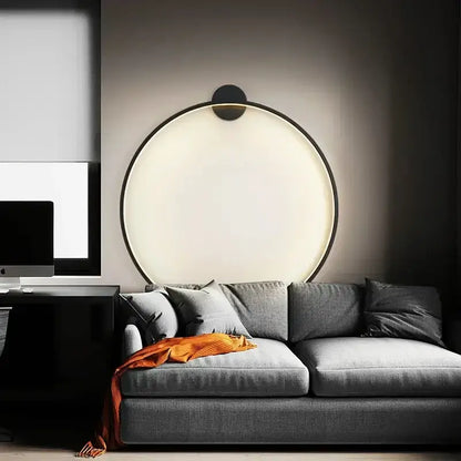Modern black led wall circle light with sleek frame and warm glow for living room wall circle lights