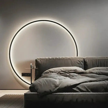 Modern black led wall circle light with sleek frame and soft glowing illumination for living room wall circle lights