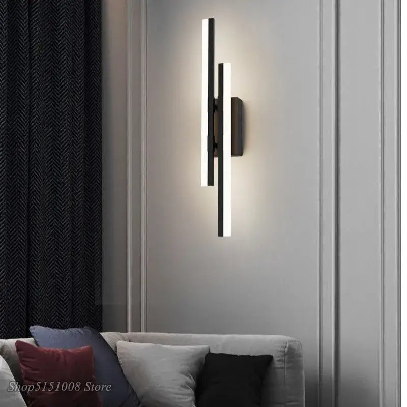 Modern black led wall lamp with two vertical led light bars for living room decorbites led wall sconce