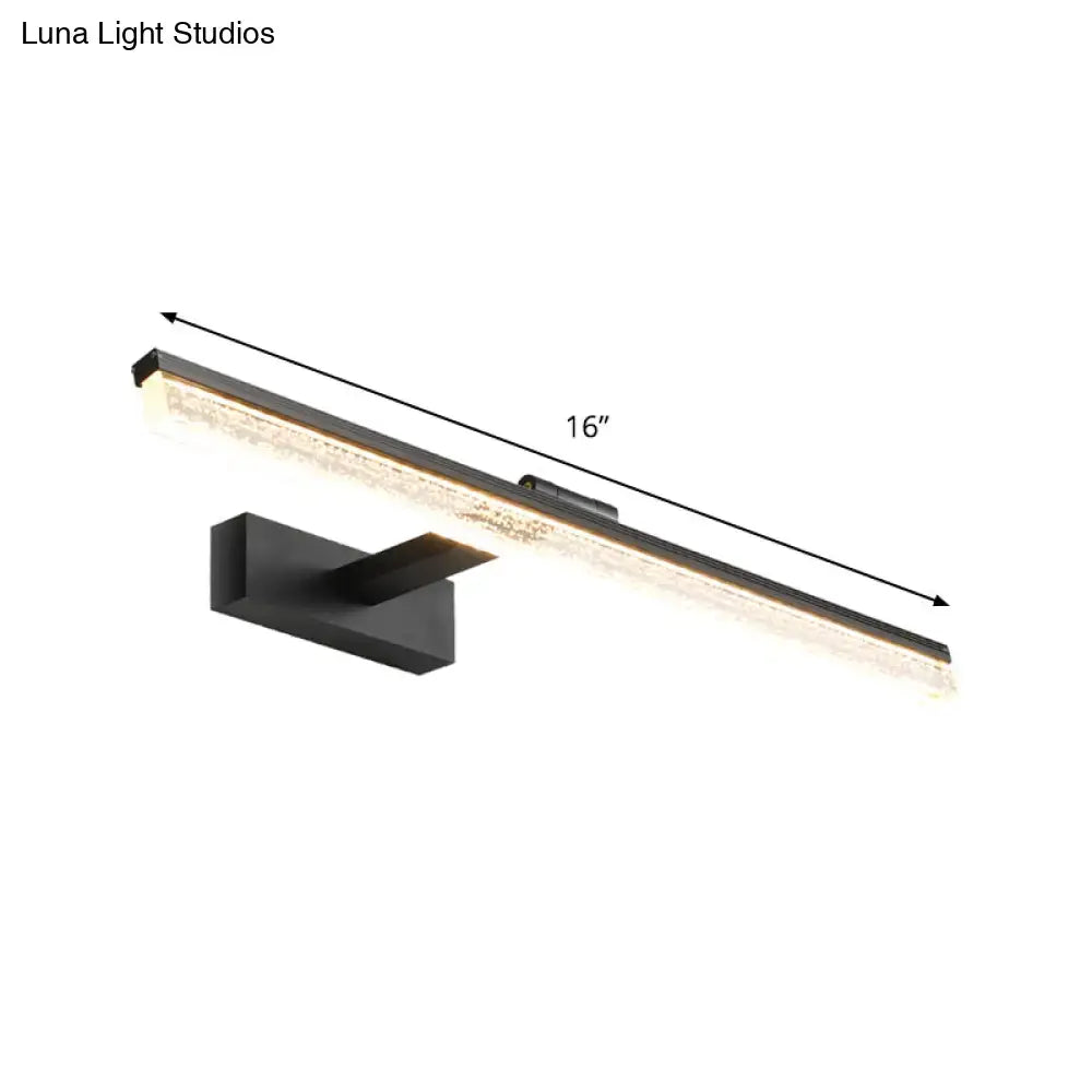Modern black led wall light bathroom vanity with frosted glass diffuser and sleek rectangular design for maximum bulb wattage