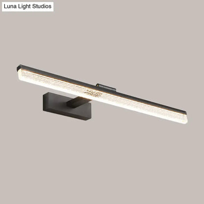 Modern black matte led wall light with rectangular frosted shade and textured diffuser for bathroom vanity use
