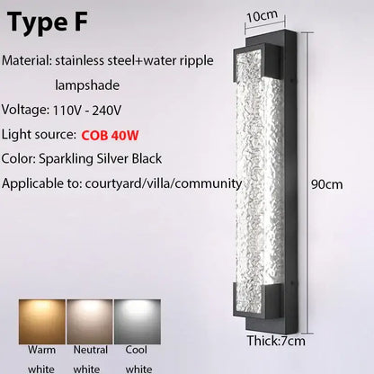 Modern black led wall sconce with sparkling silver black finish water ripple lampshade stainless steel frame decorbites dimmable led