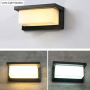 Modern black led wall sconce outdoor light with frosted glass panel and 10w maximum bulb wattage emitting white illumination